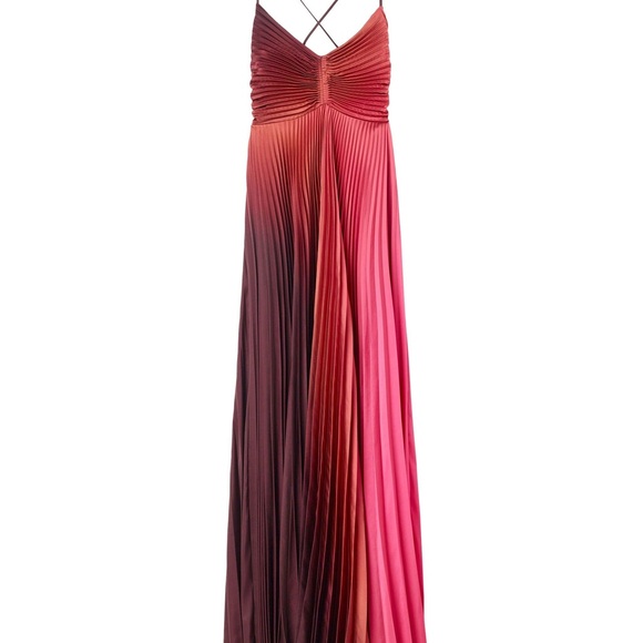 A.L.C Ariya Ombré Satin Pleated Gown NWT Size 00 - Picture 4 of 8